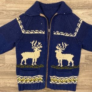 ‘80s VTG Zip-Up Fleece Sweaters L Measurement Broken Zipper Blue USA Made